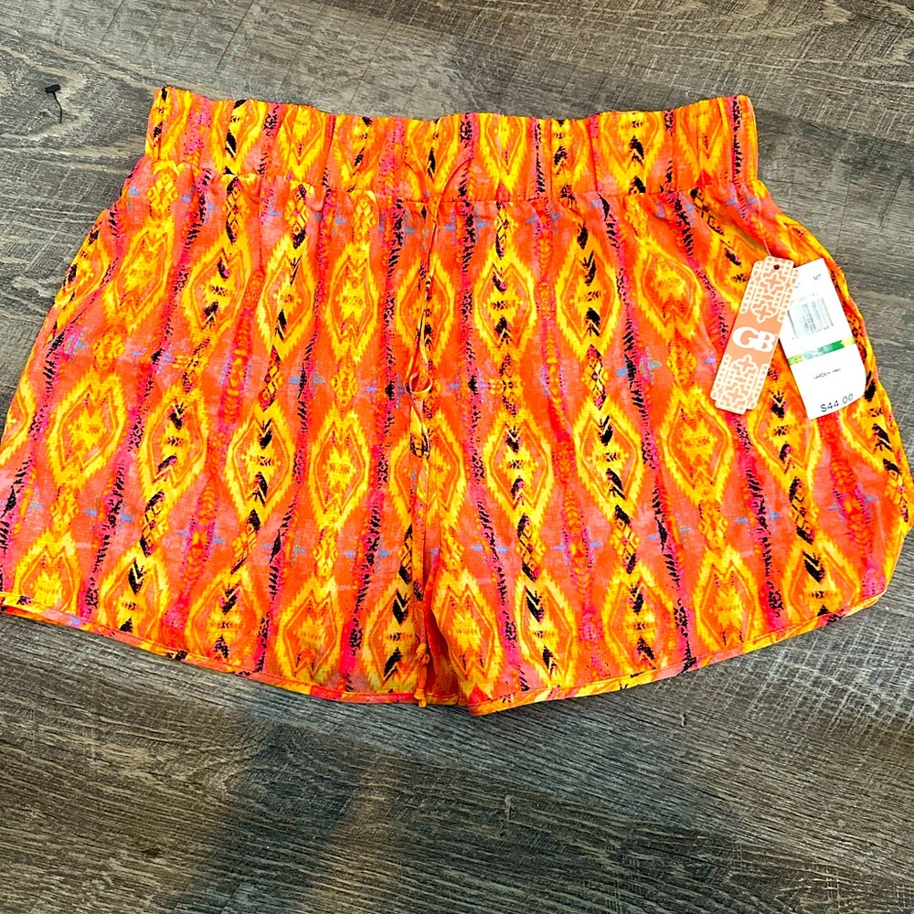 Vibrant Orange Patterned Women's Shorts